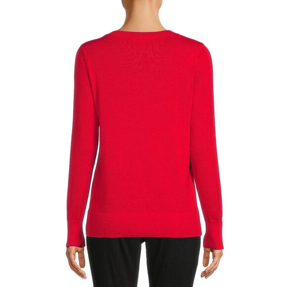 2/$30 Time and Tru Long Sleeve Pullover Talking Sweaters Red XS #A0368 TRB2 - Picture 6 of 11